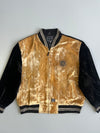 Vintage Versace Jeans Couture Velvet Bomber Jacket Gold Black Medusa Embroidery 90s (XL)