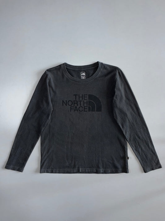 The North Face Easy Regular Fit Tonal Logo Long Sleeve T-Shirt — Charcoal Grey (S)
