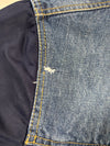 Pull&Bear Denim Bomber Jacket with Navy Nylon Sleeves, (M)