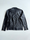 Black Faux Leather Asymmetric Zip Biker Jacket (S)