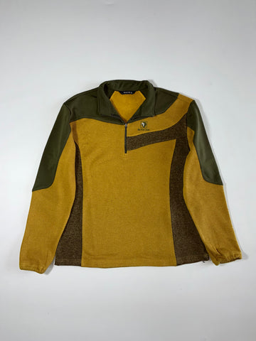 Black Yak Colour Block Half-Zip Fleece Pullover – Mustard & Olive (L)