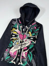 Vintage Ed Hardy Black Rhinestone Graphic Zip-Up Hoodie Women’s Rhinestone (S)
