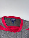 Chaps Classics Red & Grey Striped Cable Knit Sweater (M)