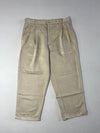 Vintage Big Train Beige Pleated Trousers (W:36) (L:39)
