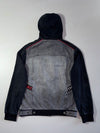 Y2K FUBU The Collection Grey Denim Hooded Hybrid Jacket (M)