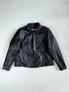 Vintage Screamin’ Eagle Black Leather Jacket with Embossed Tribal Butterfly (M)