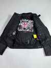 Cafe Racer “Tribute Edition Live Fast” Genuine Cowhide Leather Moto Jacket with Union Jack Inner Lining (Paded)(M)
