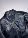 Kenneth Best Leather Genuine Leather Jacket Black, Snap Collar (S/M)