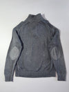 Tommy Hilfiger Grey Ribbed Knit Mock Neck Henley Sweater (L)