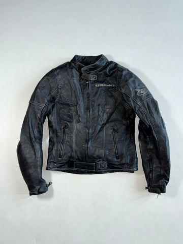 Vintage Giudici Black Leather Motorcycle Racing Jacket Women’s (Properly Padded) (XXS)
