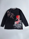 Japanese Koi Fish Sakura Red Sun Fully Embroidered Tshirt (2XL)