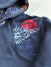 Onirrai Navy Japanese Embroidered Zip Hoodie (L)