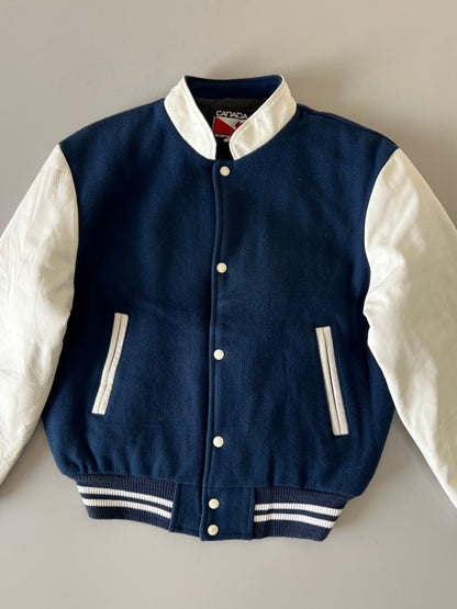 ZSuper Premium Minimal Varsity Jacket Original Leather Sleeves (M)