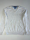 Tommy Hilfiger Grey Premium Cotton V-Neck Sweater – (S)
