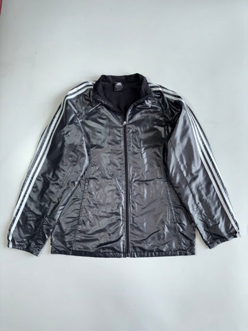 Adidas Vintage 3-Stripe Glossy Windbreaker Track Jacket (L)