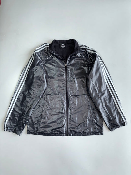 Adidas Vintage 3-Stripe Glossy Windbreaker Track Jacket (L)
