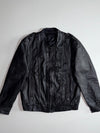Vintage Leather Bomber Jacket – Black Snap-Tab (S/M)