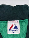 Vintage Majestic Oakland A's Green Satin Bomber Jacket (2XL)