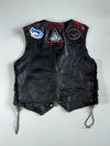 Vintage 90s Shelter Leather Biker Vest with Sturgis & Laconia Rally Patches (XL)