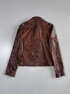 Codes Combine for Men  Brown Leather Jacket  Multi-Pocket Zip Utility Jacket (S)