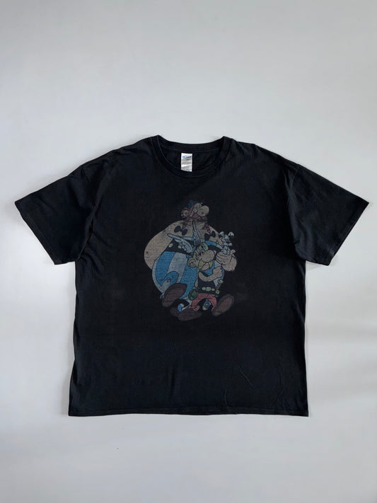 Vintage Asterix & Obelix Faded Cartoon Graphic T-Shirt Black | Gildan Premium (2XL/3XL)