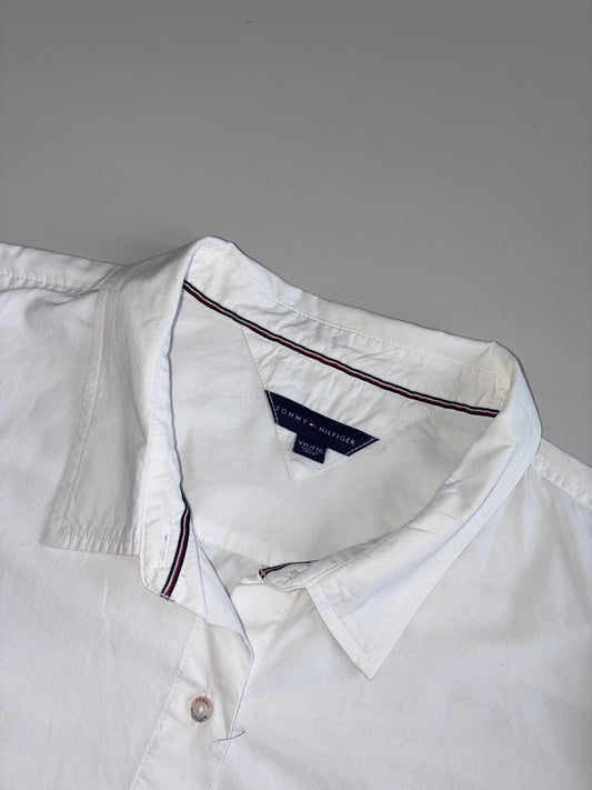 Tommy Hilfiger Roll-Sleeve Button-Up Shirt White Women’s (2XL)