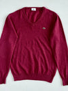 Lacoste Classic V-Neck Knit Sweater – Raspberry Red (S)