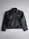 042nd Street” Leather Trucker Jacket – Black with Contrast Stitching (XL)