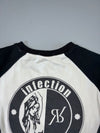 Top Rebel Virus Raglan Sweatshirt White Black Graphic (XL)
