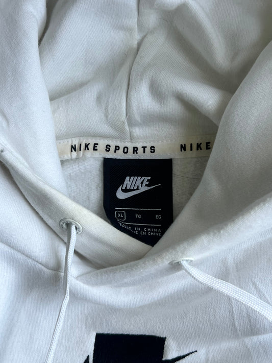 Nike Sportswear Swoosh Circle Graphic Quilted Panel Fleece Pullover Hoodie White (XL)