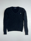 Polo Ralph Lauren Cable Knit V-Neck Sweater – Navy (S)