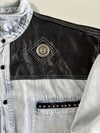 Vintage Arizona Jeans Acid Wash Leather Yoke Denim Shirt (2XL)