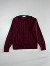 Calvin Klein Extra-Fine Italian Merino Wool Cable Knit Sweater – Burgundy (L)