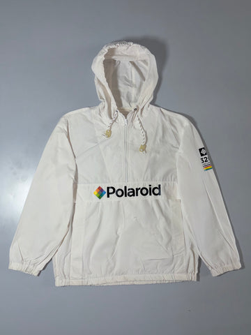 Polaroid | White Hooded Anorak Half-Zip Windbreaker | (XL)