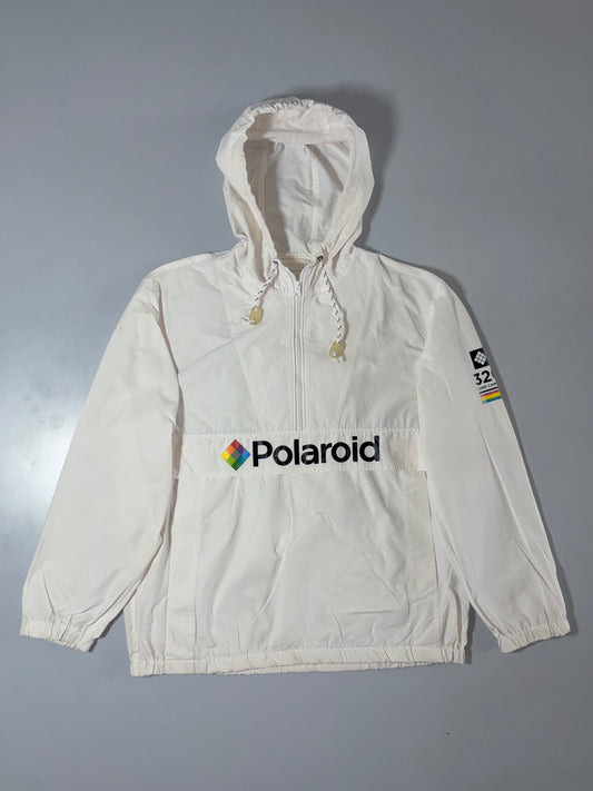 Polaroid | White Hooded Anorak Half-Zip Windbreaker | (XL)