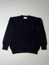Ami Paris Black Crewneck Sweater with Red Heart Logo (M/L)