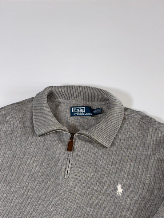 Polo Ralph Lauren Quarter-Zip Knit Collar Pullover – Heather Grey(XL/2XL)