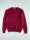 Lacoste Classic V-Neck Knit Sweater – Raspberry Red (S)