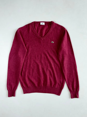 Lacoste Classic V-Neck Knit Sweater – Raspberry Red (S)