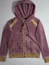 Y2K Acid Wash Velour Zip Hoodie – Dusty Pink/Gold (S)