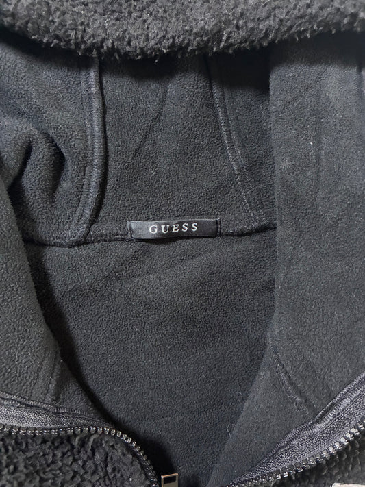 Guess Black Sherpa Hooded Zip Jacket  (XL)