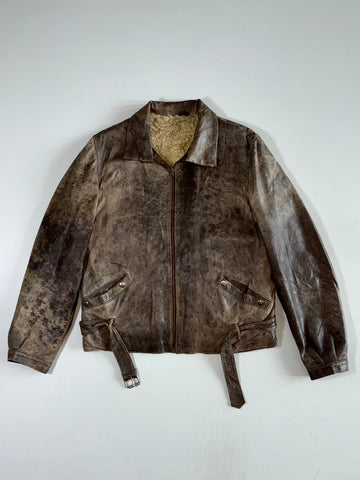 Vintage Premium Original Furr Inside Leather Jacket (S/M)