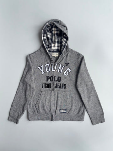 Young Polo Vigor | Grey Zip Hoodie Plaid Lined | (S)