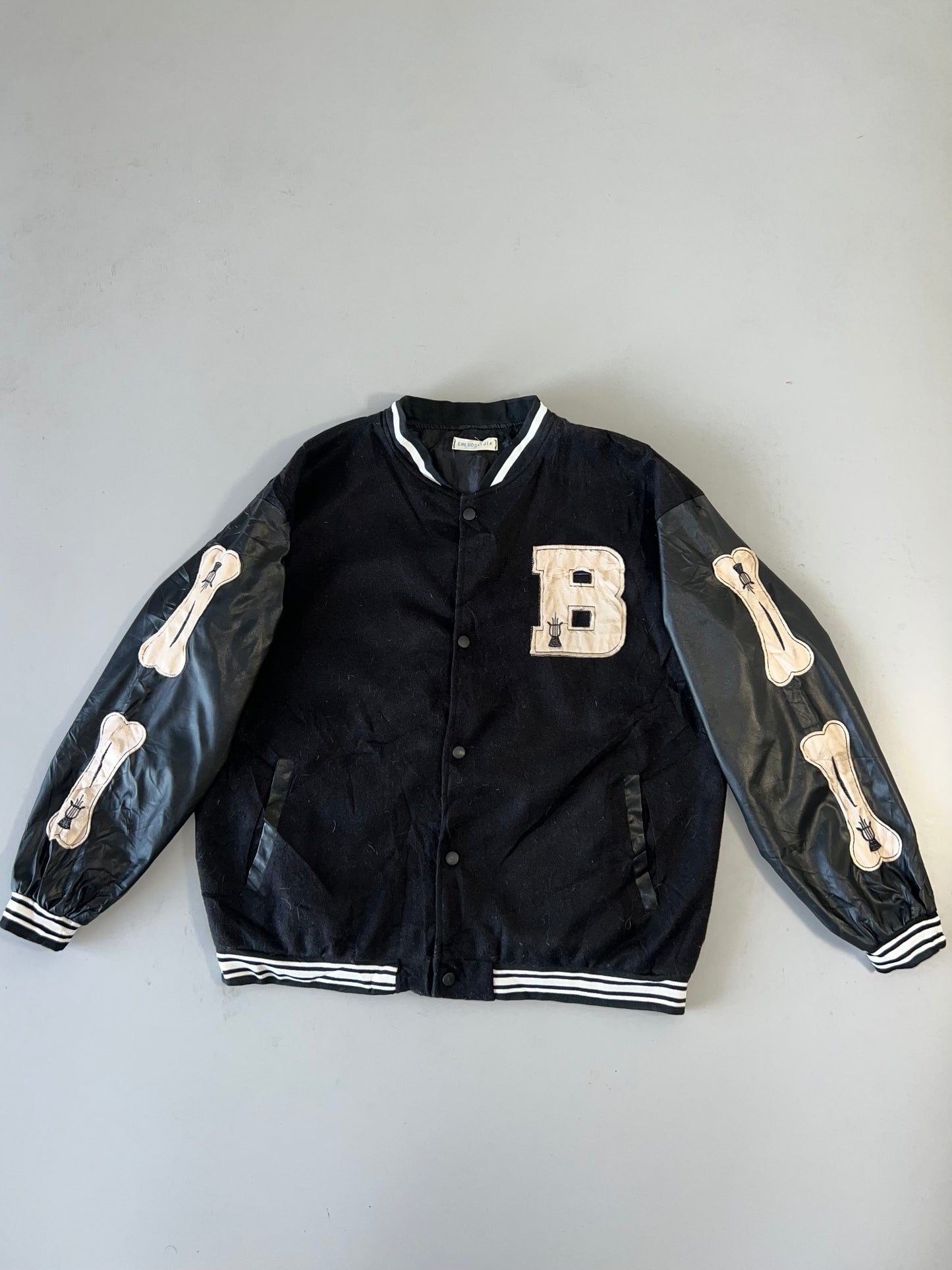 ZSuper Premium Bones Varsity Jacket Leather Sleeves (L)