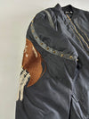 Damoto Black Bomber Jacket – Embroidered Sleeves & Studs | (XL)
