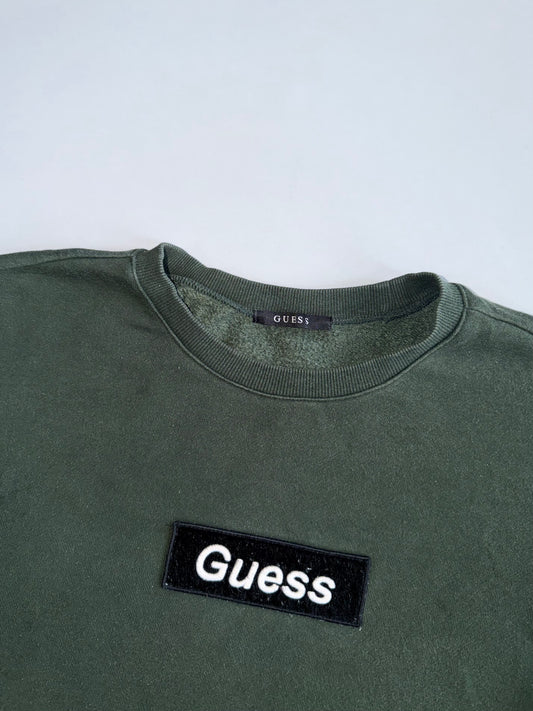 Guess | Olive Box Logo Crewneck | (XL)