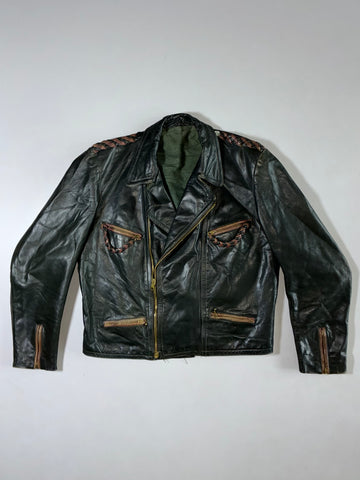 Braided Premium Leather Biker Jacket (M)