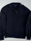 Tommy Hilfiger Black Quarter-Zip Knit Sweater (XL)