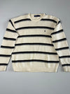 Polo Ralph Lauren Cream Striped Crewneck Sweater (L/XL)