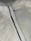National Geographic White Sherpa Fleece Zip Jacket – Black Trim – Sleeve Patch (S)